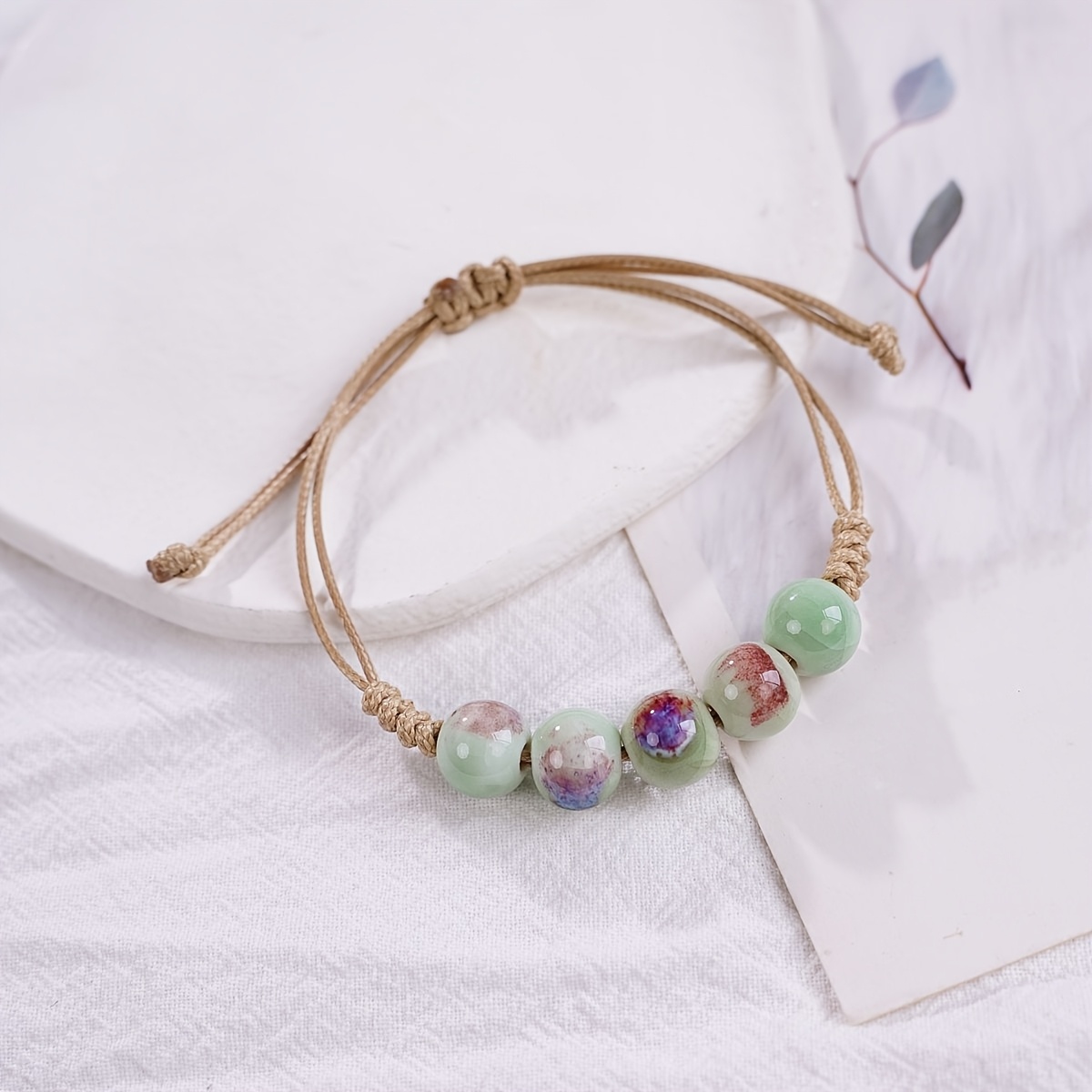 Chinese Ladies' Ceramic Bracelet - Ethnic Hand Woven Adjustable Length